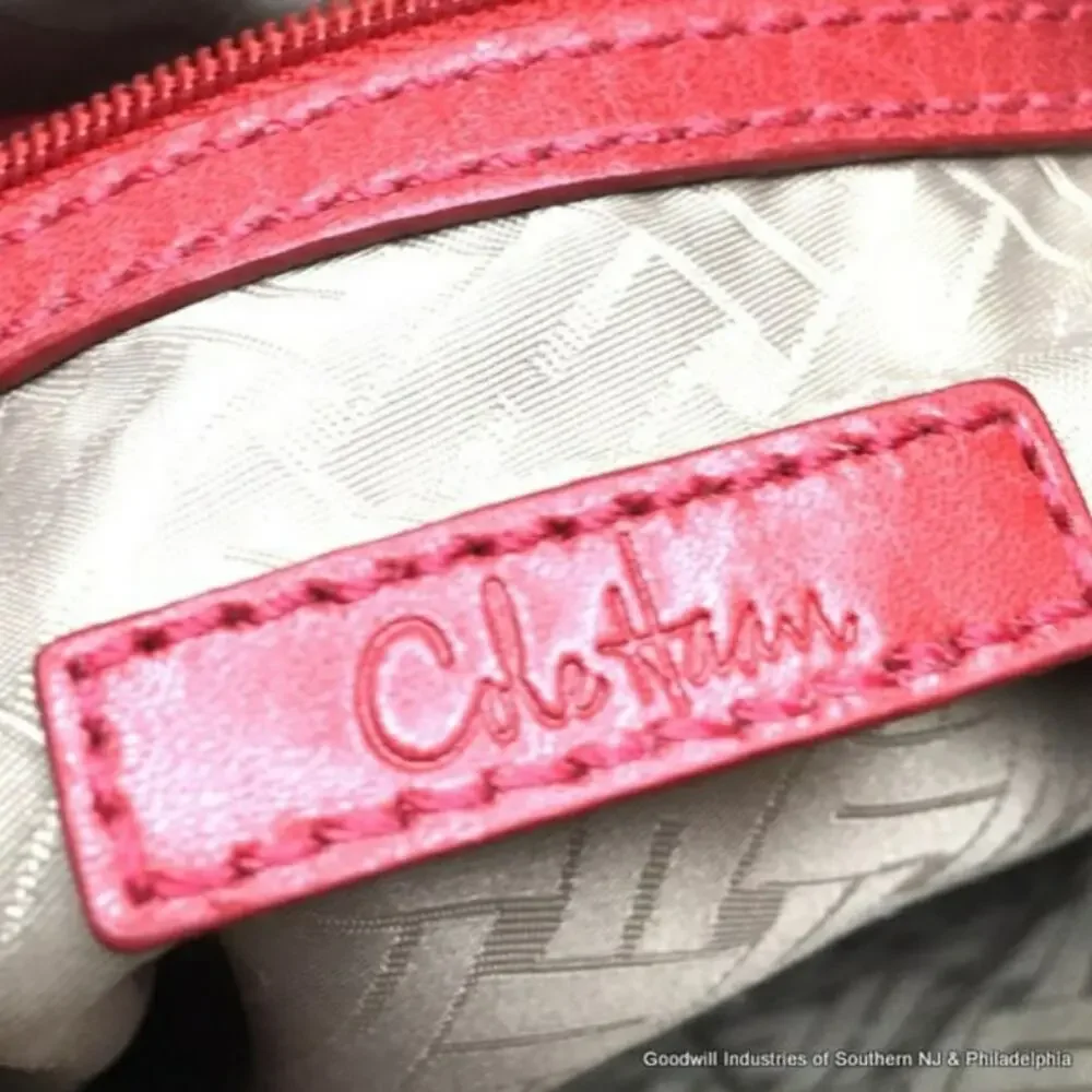 COLE HAAN LRG RED STRAP LEATHER HOBO BAG *